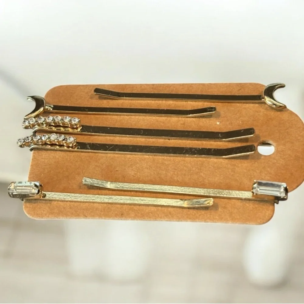 Serefina Gold Toned and Rhinestone Hair Pins NWOT